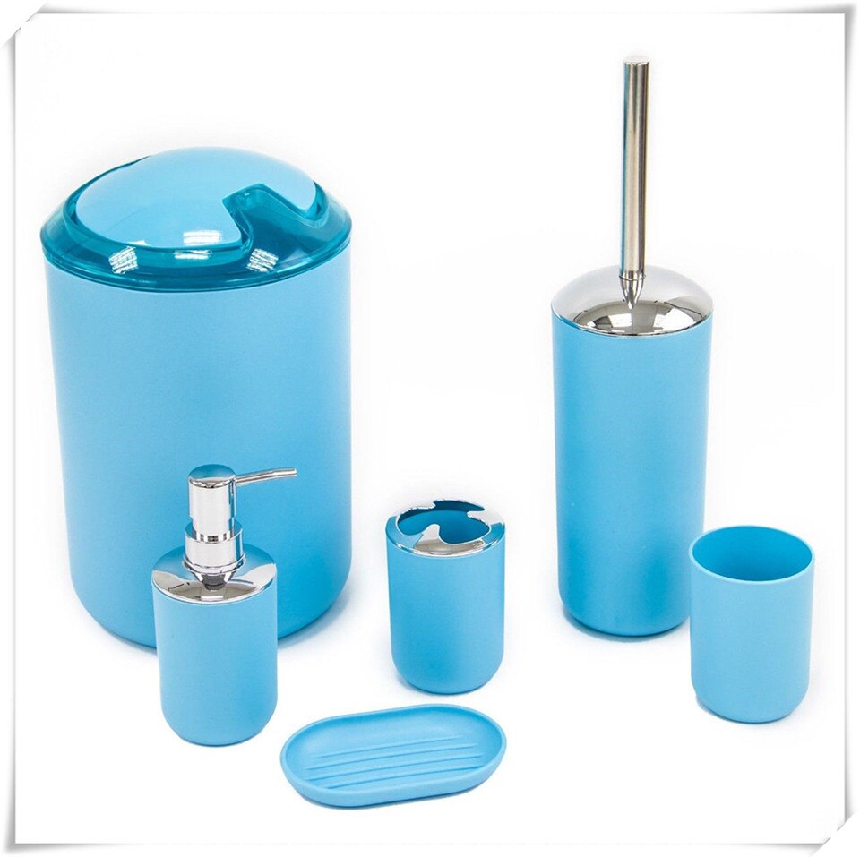 MSJO Bathroom Accessories Set 6PCS Decor Storage Black Soap Dispenser Toothbrush Toothbrush Holder Modern Home Decor Accessories: blue bathroom set