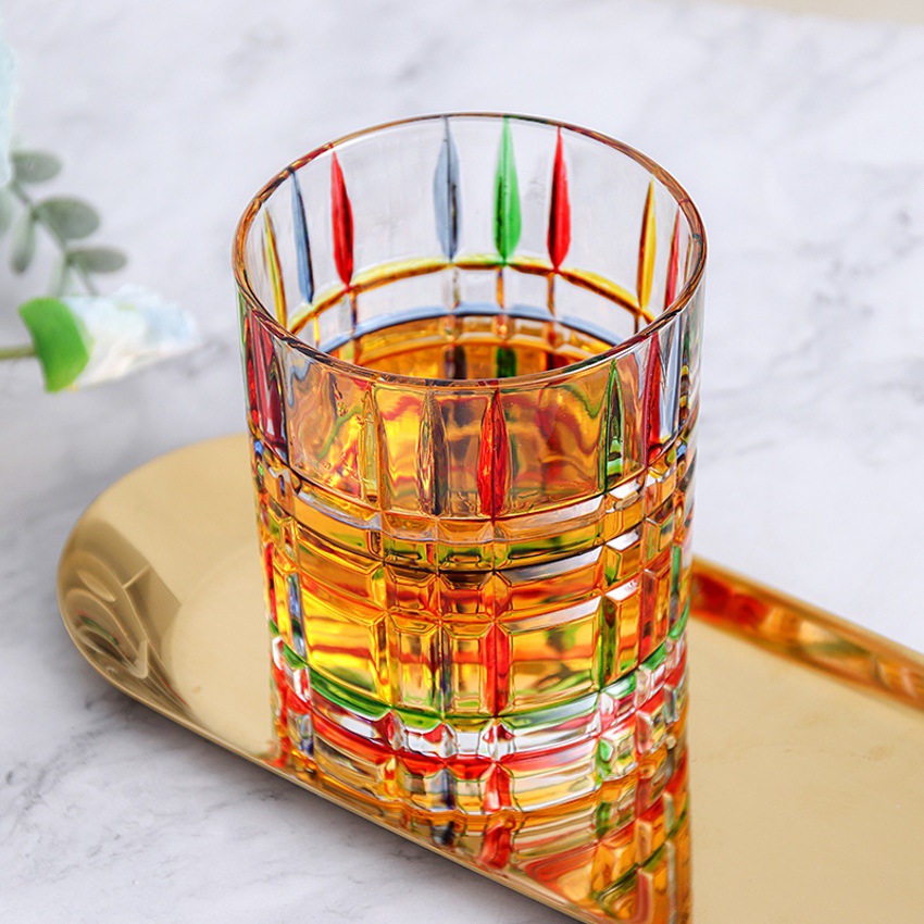 Vaso de cristal para dibujo de colores, vasos de whisky, cristal de diamante para Vodka, copas de vino, Bar, de Hotel,