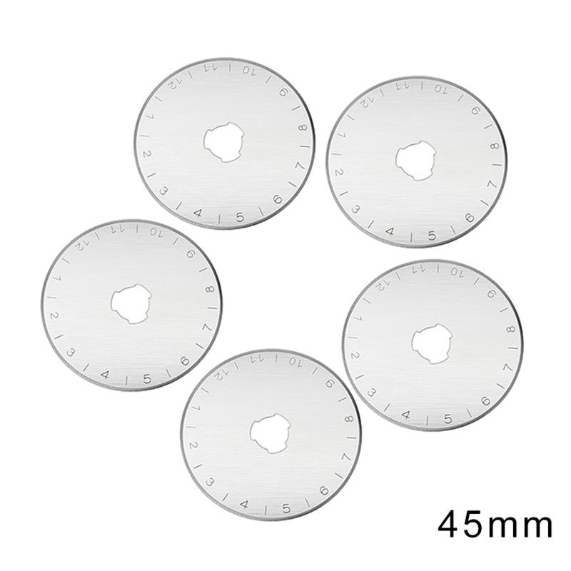 5PCS 45 mm Circular Rotary Cutter Replacement Spare Safety Blades Hand Held Refill Fabric Leather Craft Steel Quailting cutters