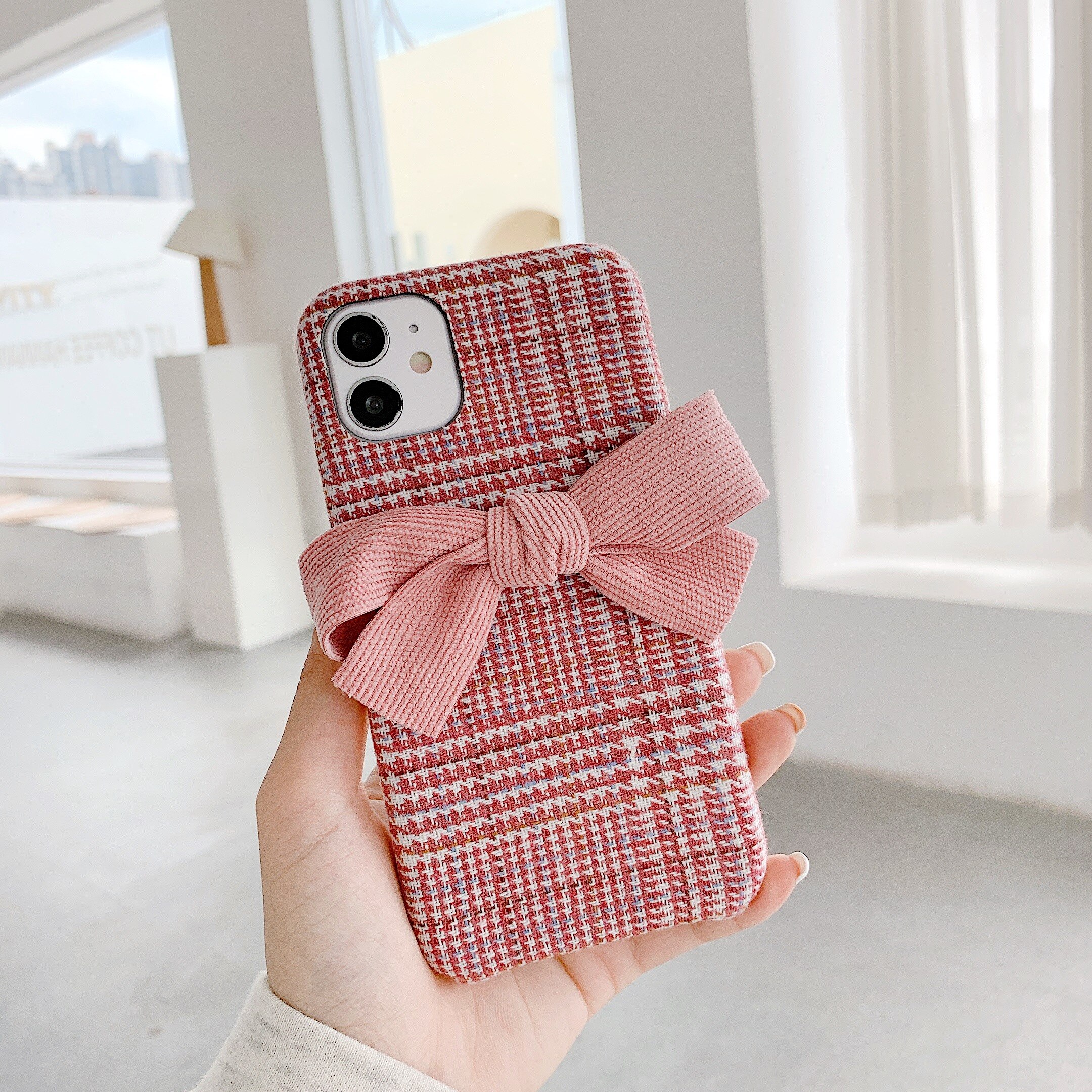 Winter Stijl Boog Knoop Telefoon Case Voor Huawei P40 Pro Plus P20 P30 Pro Mate 30 Mate10 20 Case Luxe warm Pluche Bescherming Cover: For MATE 20 PRO