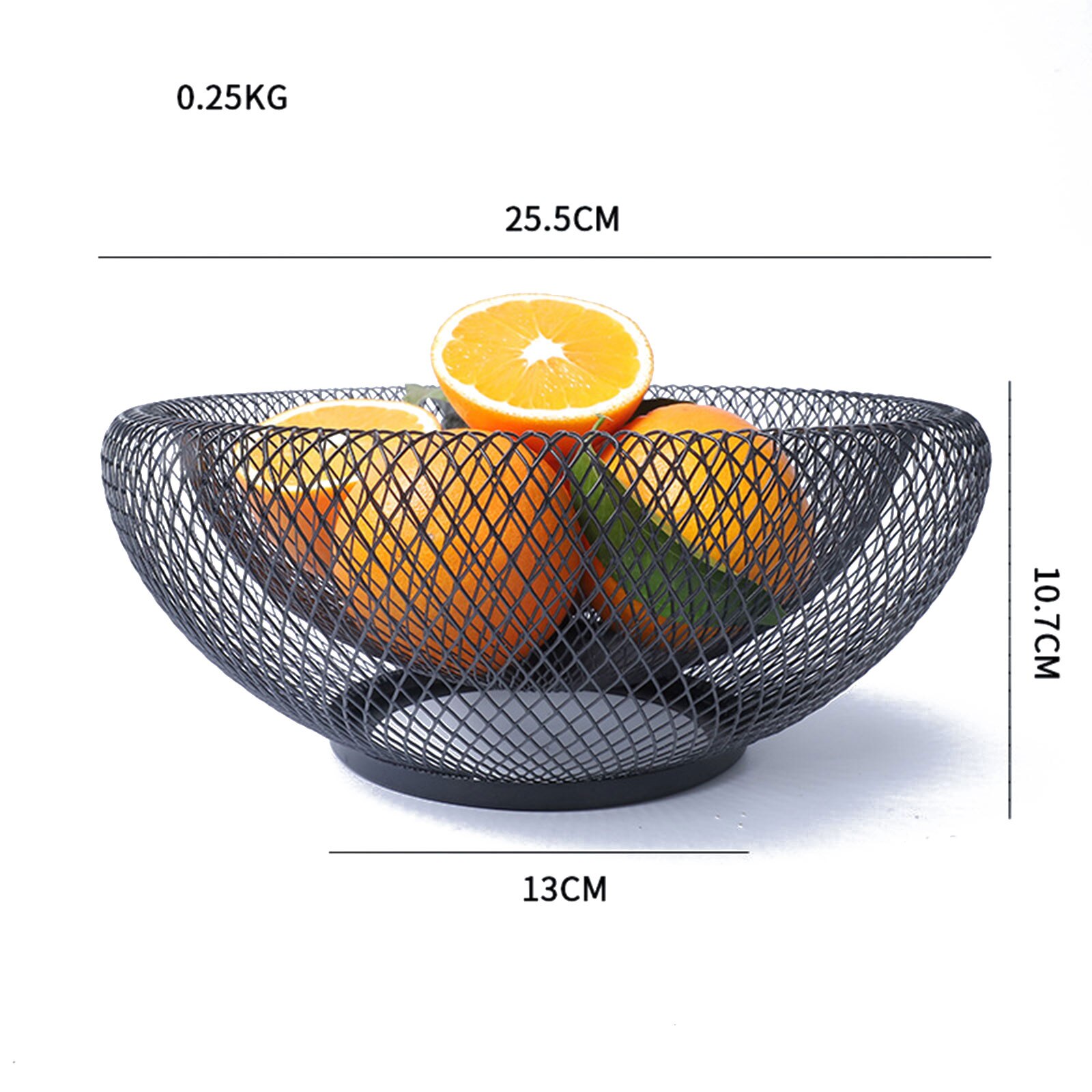 Metal Wire Fruit Bowl, Geometric Shaped Storage Basket for Vegetables Bread Snacks (Black)