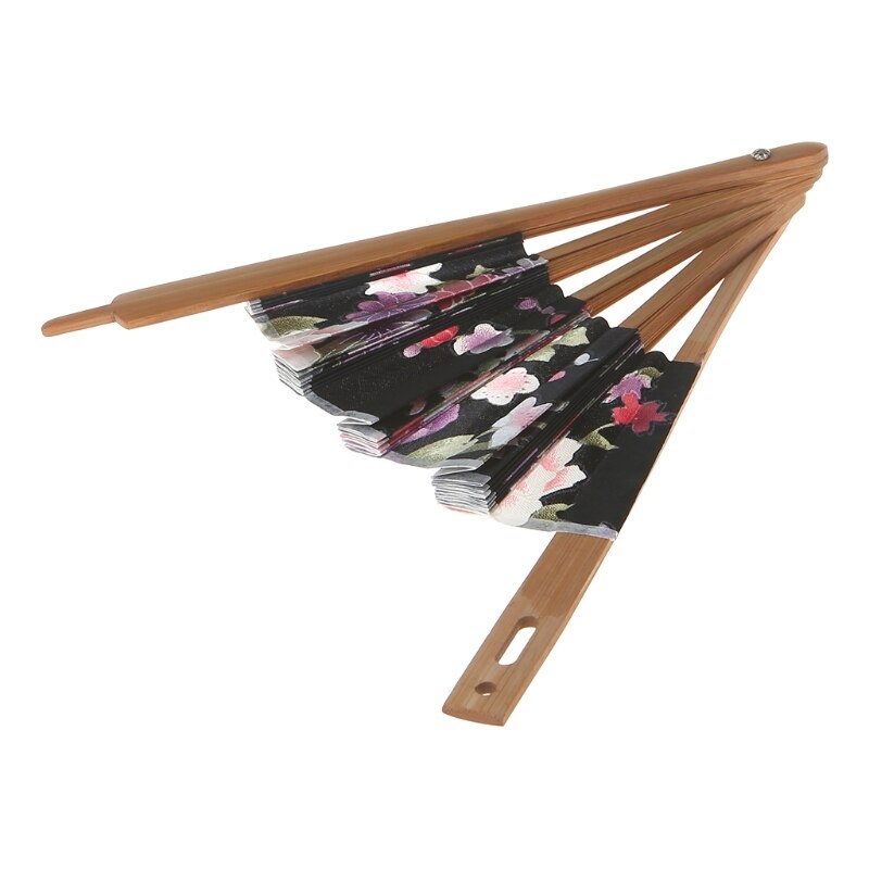 Japanese Flower Pocket Folding Hand Fan Round Circle Party Decor