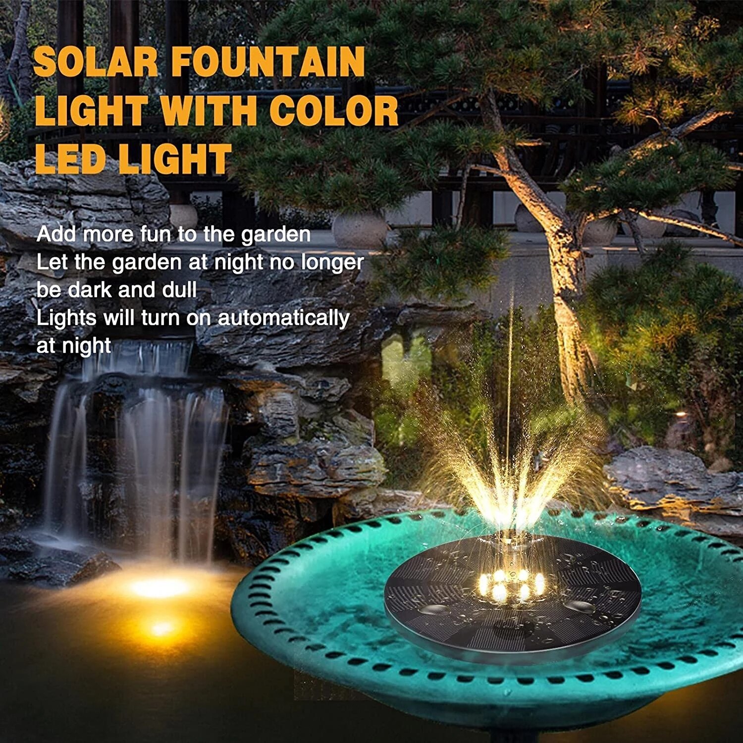 18CM Floating Solar Water Fountain Pool Waterfall LED light Fountain Garden Patio Decoration fountain Outdoor Bird Bath piscina