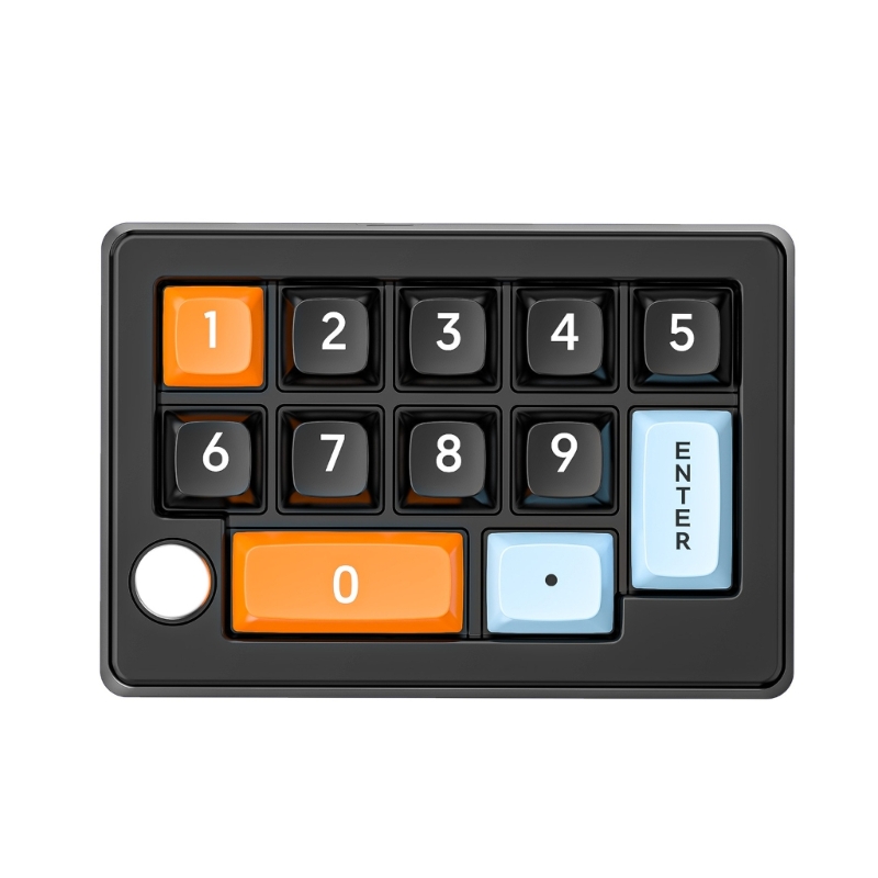 DN59 12-Key Handed Wireless Mechanical Keyboard with 12 Programmable Keys and Lights 2.4Ghz 3Modes Small Keypad: black