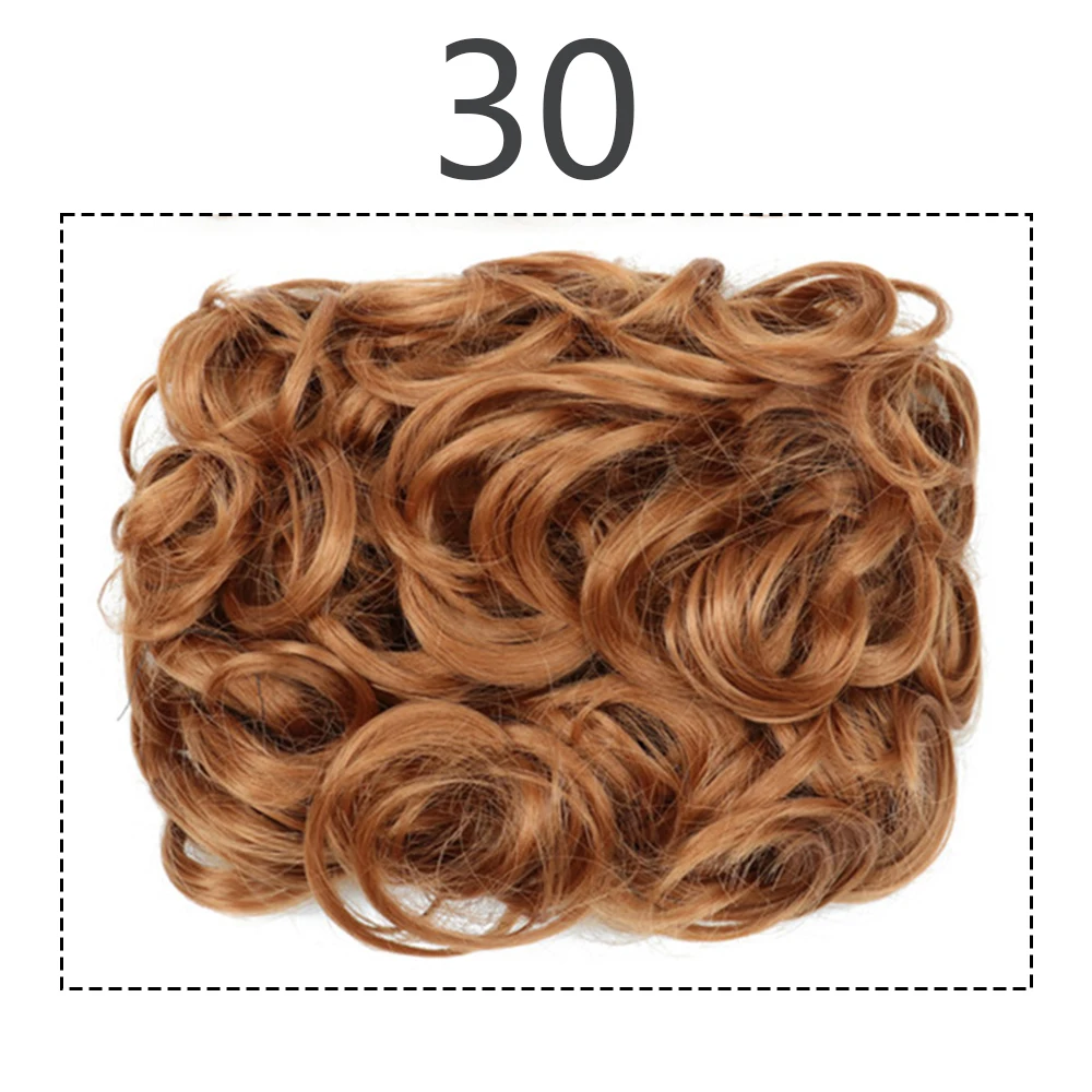 Moño de pelo sintético para mujer, moño rizado marrón Rubio, moño desordenado, peine, Clip en extensión de cabello, Updos, postizos