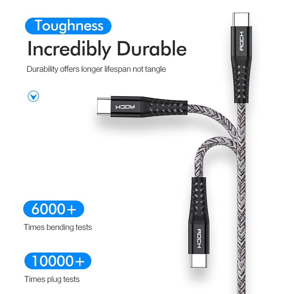 Rock 3A Qc 3.0 Usb Type C Kabel Voor Samsung S10 S9 Snelle Lading Type-C Mobiele Telefoon Opladen draad Usb C Kabel