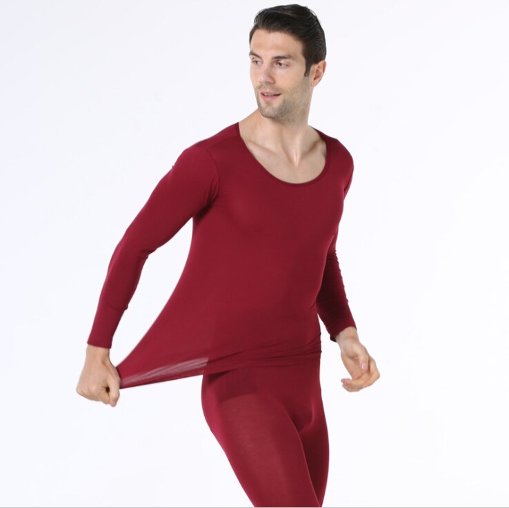 2 Piece Clothing Set Warm-Keep Winter Clothing For Male Female Warm Thermal Underwear Set Two Pieces Thermal Suit Long Johns: winered men