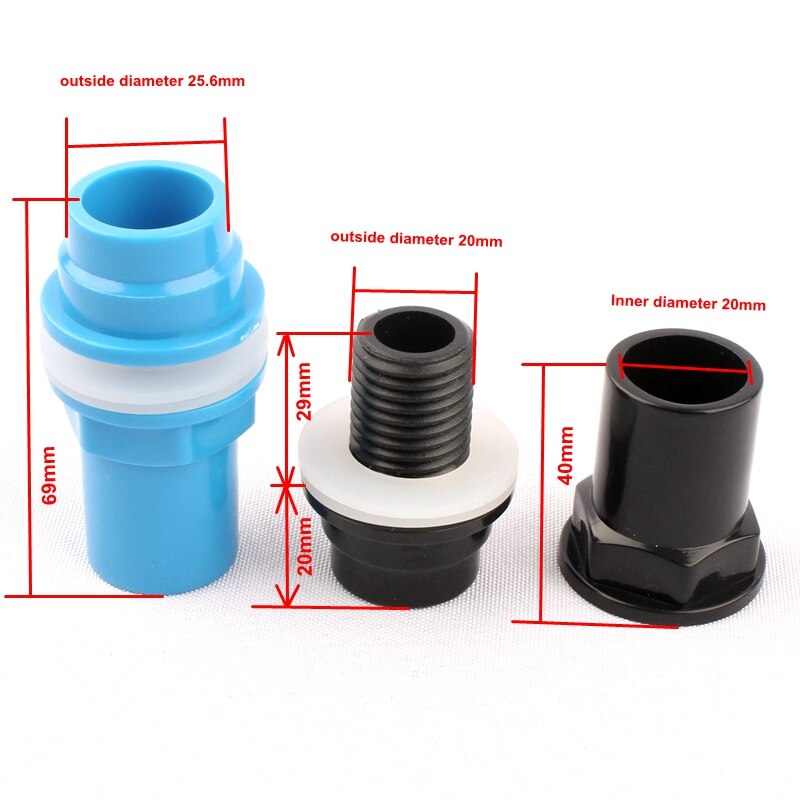 I.D 20mm PVC Pipe Connectors Thicken Fish Tank Drain Pipe Joints NuoNuoWell Garden Irrigation Water Supply Tube Drainage Parts