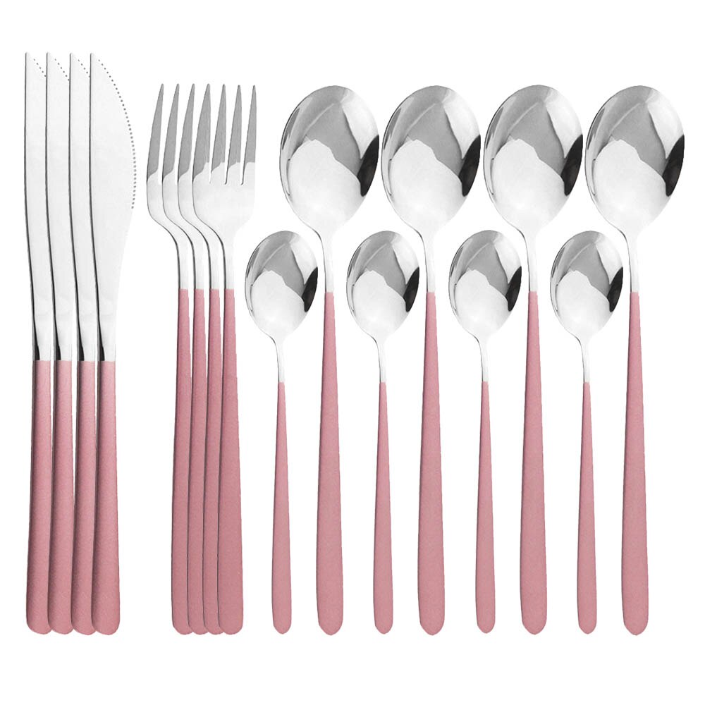Couverts en acier inoxydable pièces/ensemble, 16 pièces, or rose 18/10, service de table, couteaux, fourchettes, cuillères, vaisselle de cuisine, argenterie
