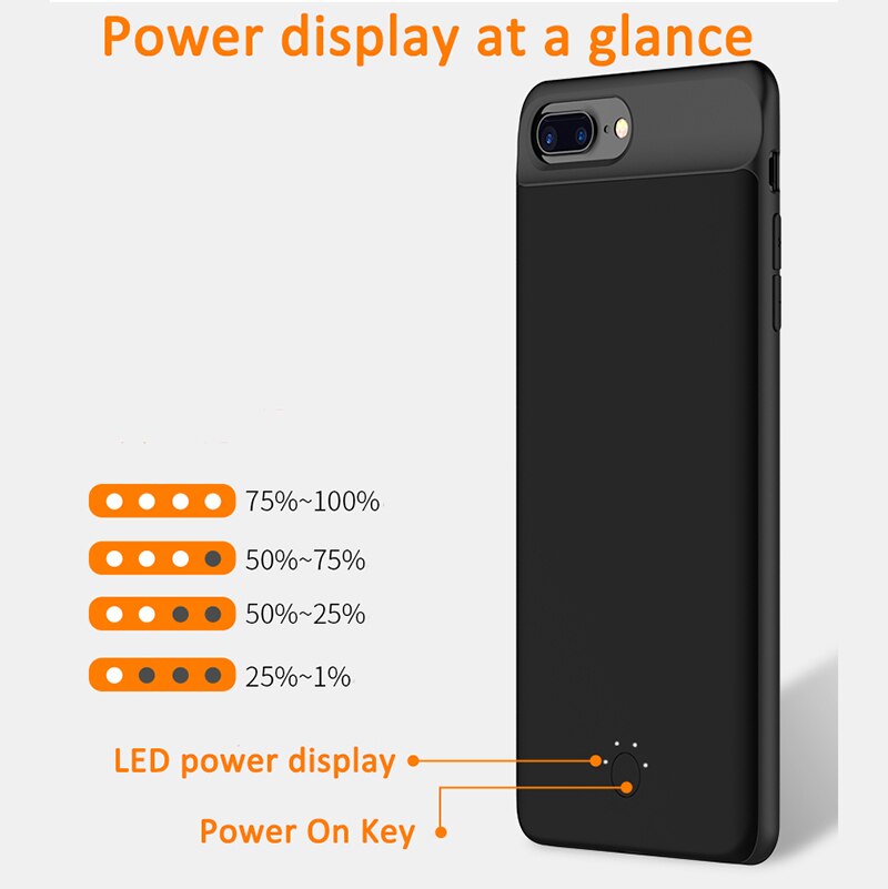 Funda de cargador de batería portátil JAVY para iPhone 6 6S 7 8 Plus X XS, funda de cargador de batería, Banco de energía de carga Ultra delgado