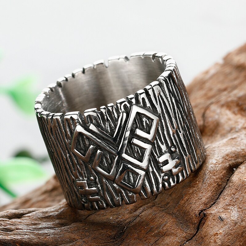 Amulet Rozhanitsa Rune Wide Bands Magic Pagan 316L Stainless Steel Ring Talisman Jewelry Cool Stuff Man Rings