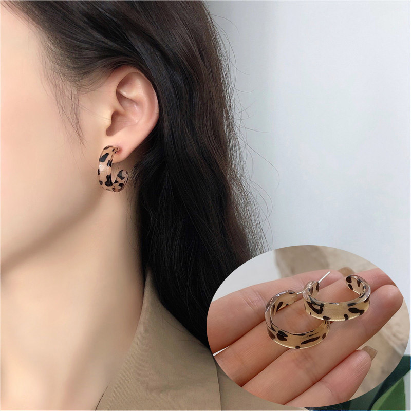 Pendientes de aro geométricos de acrílico transparente para mujer y niña, aretes colgantes en forma de C, de joyería de viaje para , tendencia coreana,: PLATEADO
