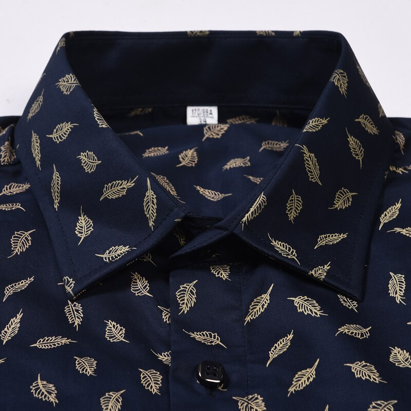 Men's Long Sleeve Leaf Tree Print Shirts Comfortable Cotton Standard-fit Casual Blouse Tops Shirt