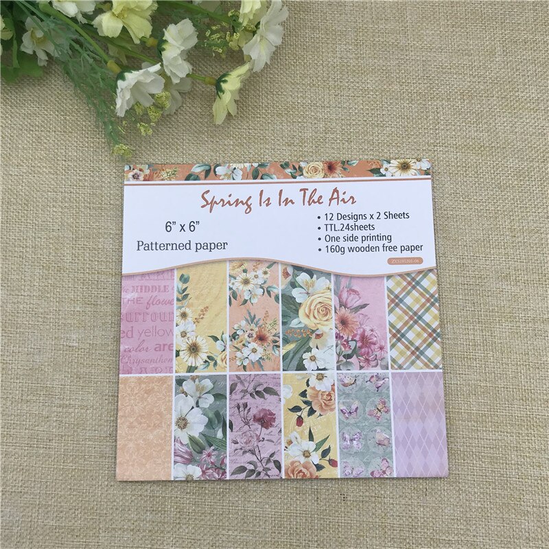 24 sheet 6"X6"Beautiful spring flower patterned paper Scrapbooking paper pack handmade craft paper craft Background pad