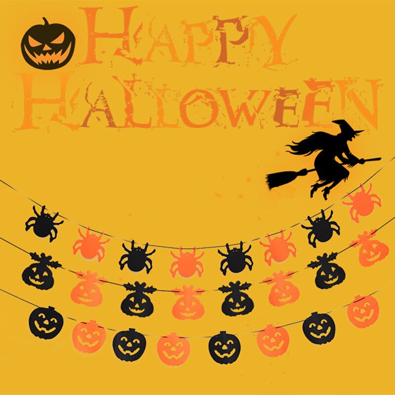 Paper Chain Garland Party Banner Event Decorations Pumpkin Bat Ghost Spider Skull Shape Halloween Banners Decor Garland