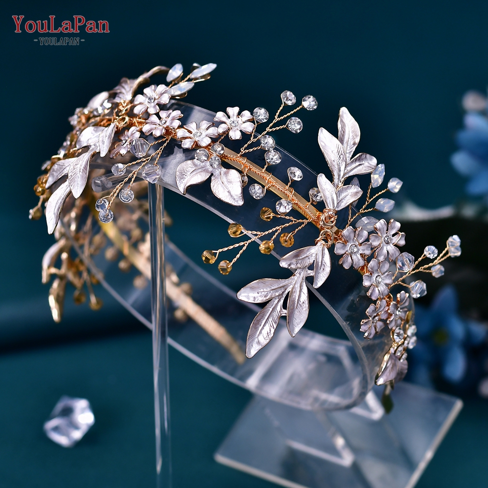 YouLaPan, diadema para la frente de la novia, tocados brillantes con diamantes de imitación para boda, mujer, de graduación, accesorios de joyería para la cabeza HP599: Chapado en zinc azul