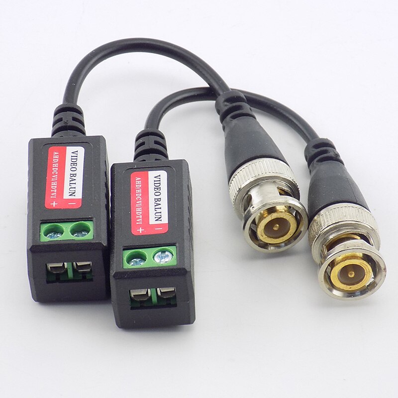 Connecteur Balun vidéo BNC 1 paire | Émetteur passif, Distance 3000FT, UTP Balun mâle BNC CAT5, câble pour caméras de vidéosurveillance