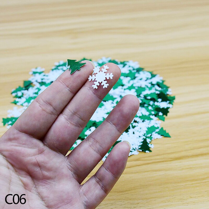 30g Christmas Confetti Artificial Snowflake Sequin Sant Claus Tree Snowman Confetti Year Table Decor Wedding Throwing: C06 snowflake tree
