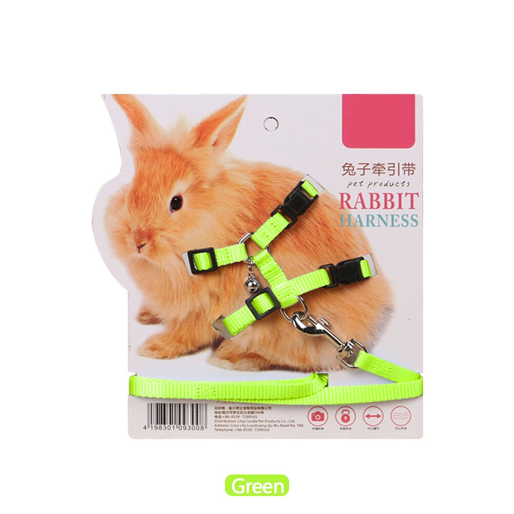 Polyester Adjustable 8shaped Soft Rabbit Harness Leash Guinea Pig Lead Rope Pet Chinchilla Leash Small Pet Traction Rope Running: Green 2