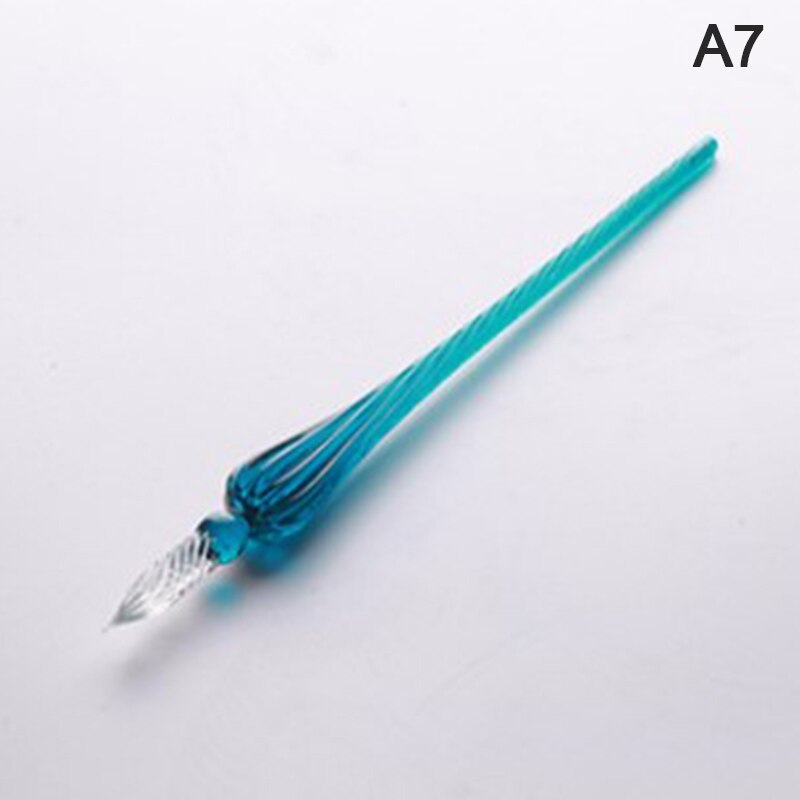 Vintage Handmade Glass Dip Signature Ink Fountain Pen Writing Tool Offices School Stationery With Box: Blue