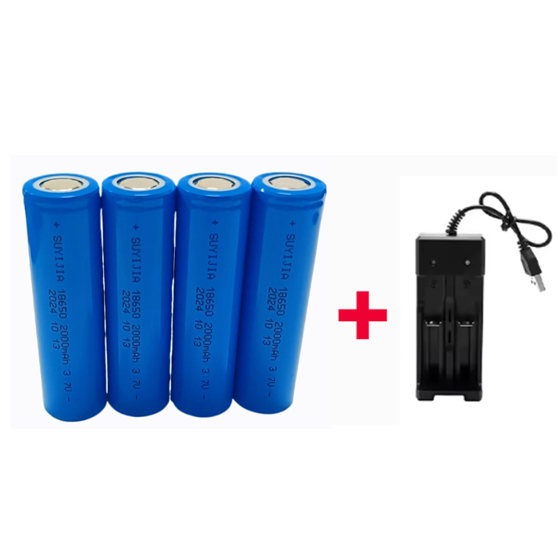 2000mah 18650 Rechargeable Battery with Charger 3.7V Li-ion Batteries for Electric Pointer Doorbell Flashlight Lithium Battery: Pink