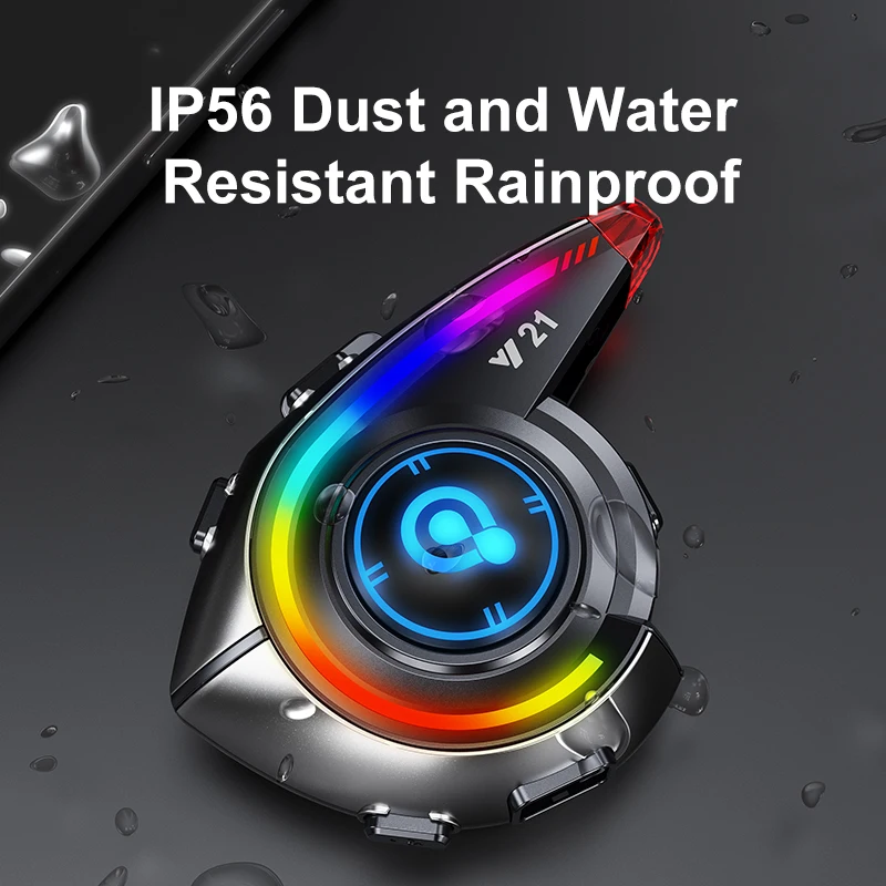 V5.4 Motorhelm Headset Hoofdtelefoon Draadloze Motobike Stereo 16-kleuren RGB-verlichting met FM-radio automatisch zoeken Oortelefoon