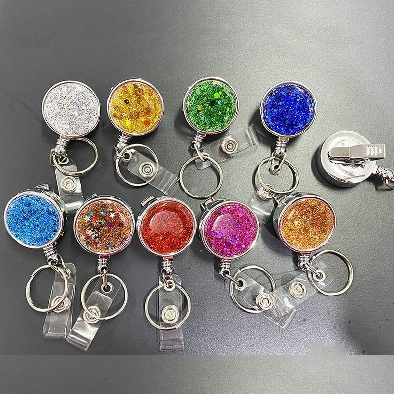 1Pcs Reels Key Chain ID Badge Holder Bling Credit Card Retractable Pull Badge Reel ID Lanyard Name Tag Card Badge Holder
