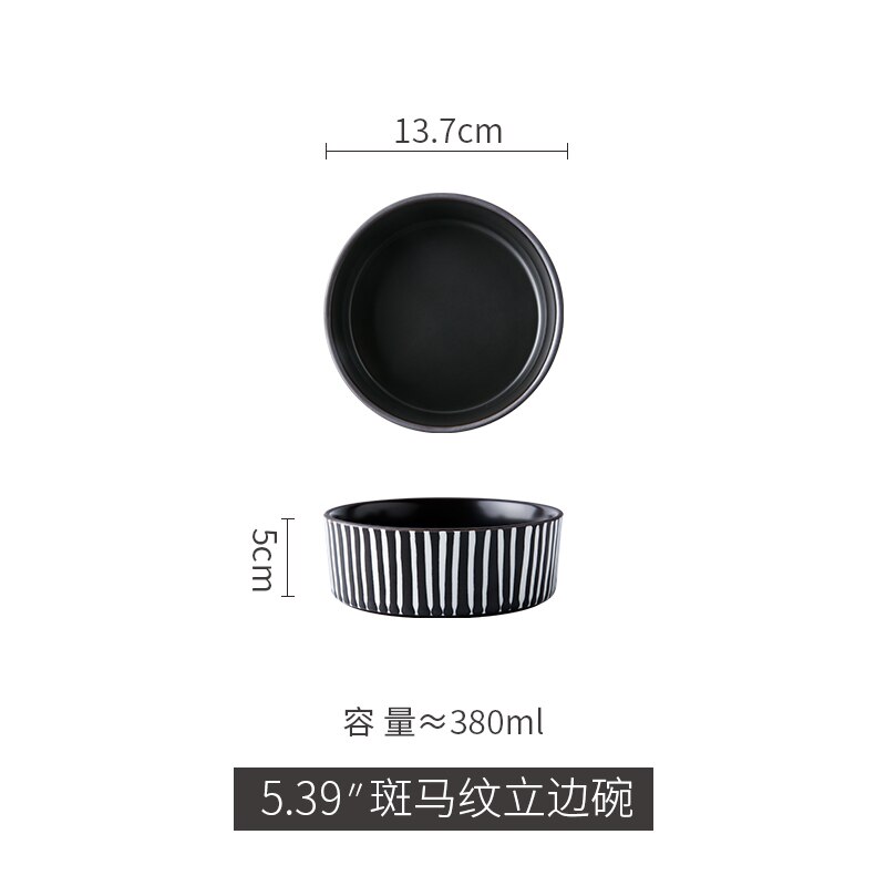 Vaisselle de table ménage manger le riz | Porcelaine couleur belle céramique les plats vaisselle ménage manger le riz bol oreilles doubles assiette à soupe, Long plat carré: 5 39 Zebra edge bowl