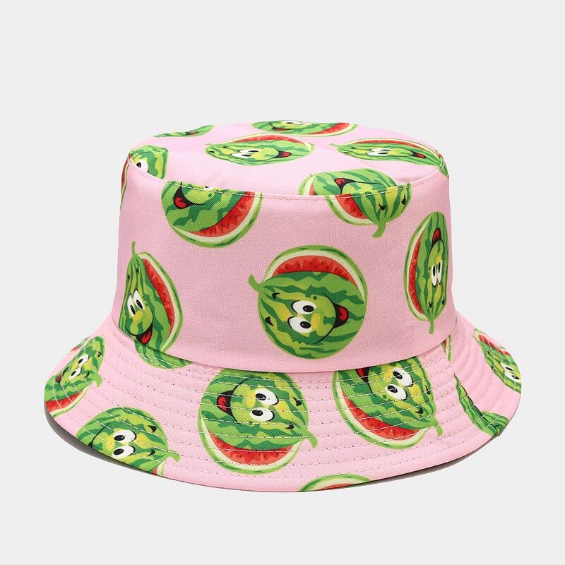 Chapeau Bob à imprimé banane pour femmes, style pastèque, réversible sur les deux côtés, idéal pour les loisirs, printemps été: pink