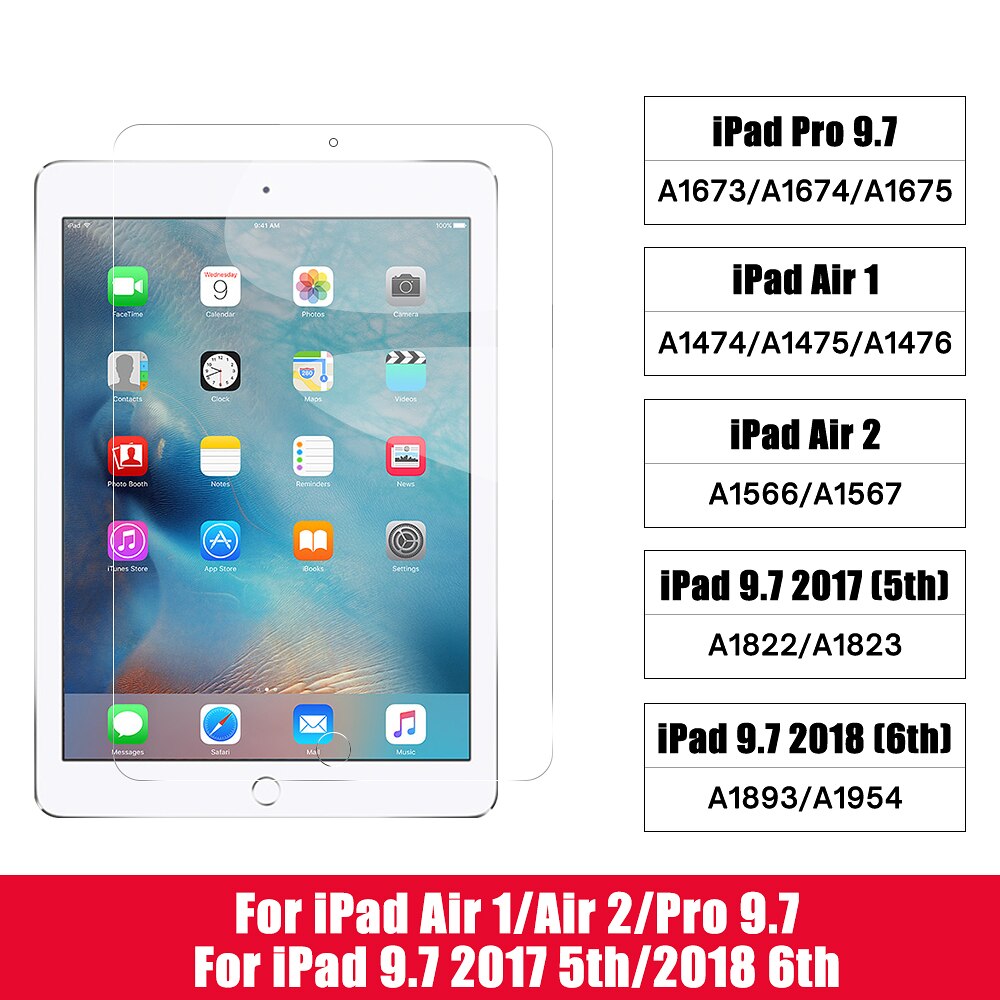 2 stk for ipad 10.2 ipad pro 11 air 3 10.5 skjermbeskytter herdet glass for 9.7 7.9 2 3 4 5 6 7th mini 2 3 4 5: For ipad 9.7 5 6th