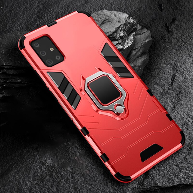 Armor Case for Samsung A51 A71 Case Magnetic Car Phone Holder Cover TPU+PC Bumper Case for Samsung Galaxy A51 A 51 A71 A 71 Case: for Samsung A71 / Red