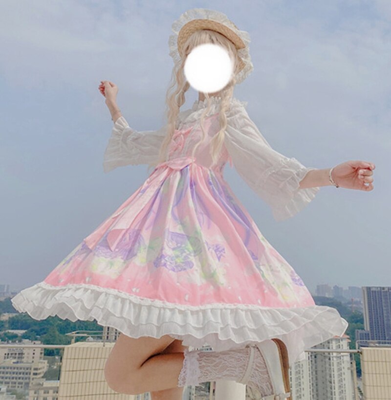 Japanese girl dress Soft Girl Summer Jellyfish lolita dress Daily sling jsk dress Female Kawaii Lolita Dress victorian dress