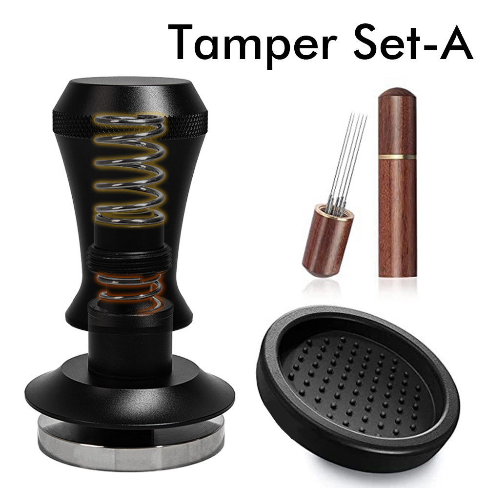 Kaffeestampfer mit doppelter Feder, WDT, Kaffeerührwerkzeug, Tampermatten-einstellen, 30 Pfund, konstanter Druckbelastung, Espresso-Stampfer 51 53 54 58 mm: Licht Grau / 51mm