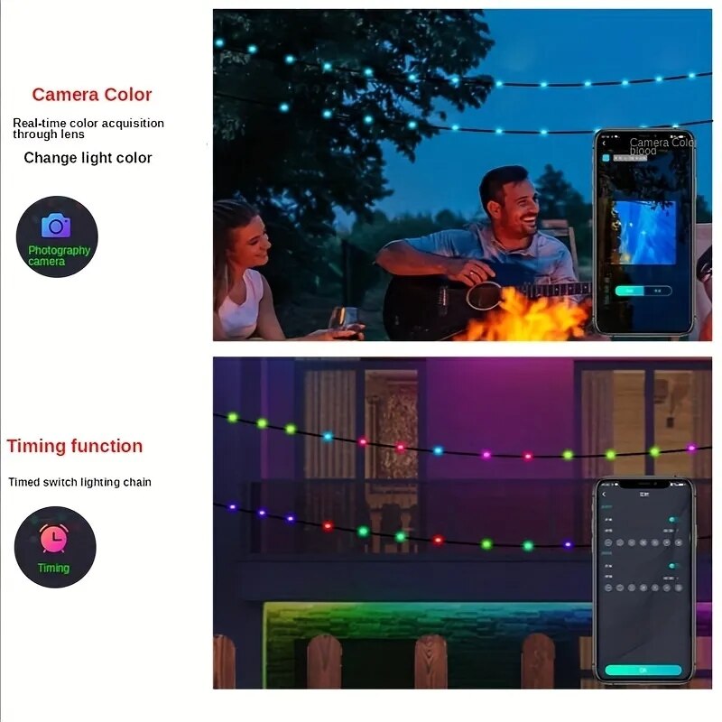 Kerstmis 10M lederen LED-lichtslinger Binnen Buiten DIY Festival Feestslinger Decor Ideale APP-bediening IP65 Koudbestendig