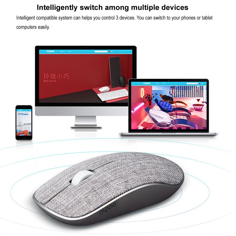 Rapoo 3500Plus Fabric Optical Wireless Mouse USB Gaming Mice with Soft Fabric Cover Super Slim Portable For Laptop Computer