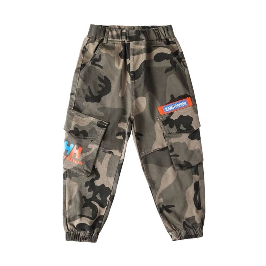 Pantalones de camuflaje para niño, Pantalón Cargo informal con estampado de algodón, con bolsillo, para otoño y primavera