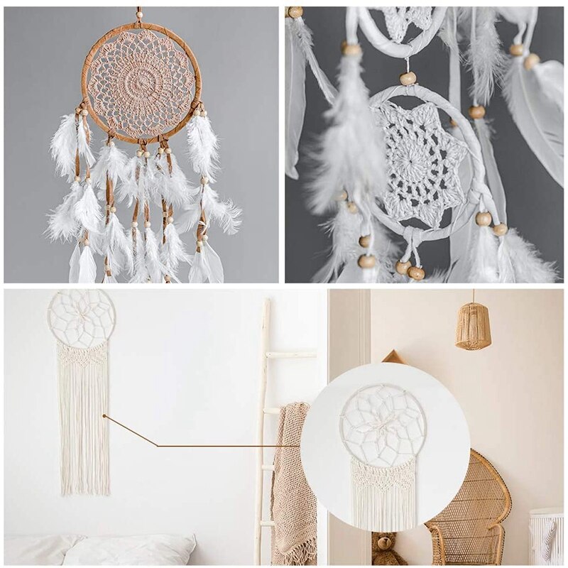 12 Pieces Wooden Bamboo Floral Hoop Set Macrame Craft Hoop Rings for DIY Wreath Decor, Dream Catcher