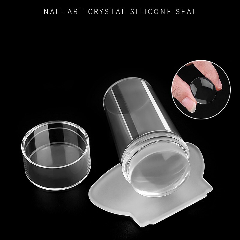 1/3/6Sets Jelly Nail Stempel Schraper Sjablonen Pure Clear Silicone Afbeelding Plaat Helder Hoofd Crystal White handvat Nail Art Gereedschap