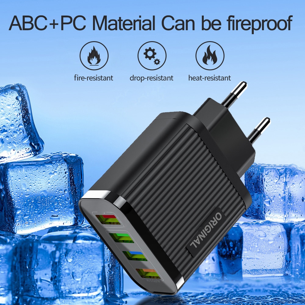 4 Ports USB Quick Charge 3.0 For Samsung Charger QC 3.0 Fast Charging For iPhone 11 8 Huawei Mate 30 Wall Travel Charger Adapter