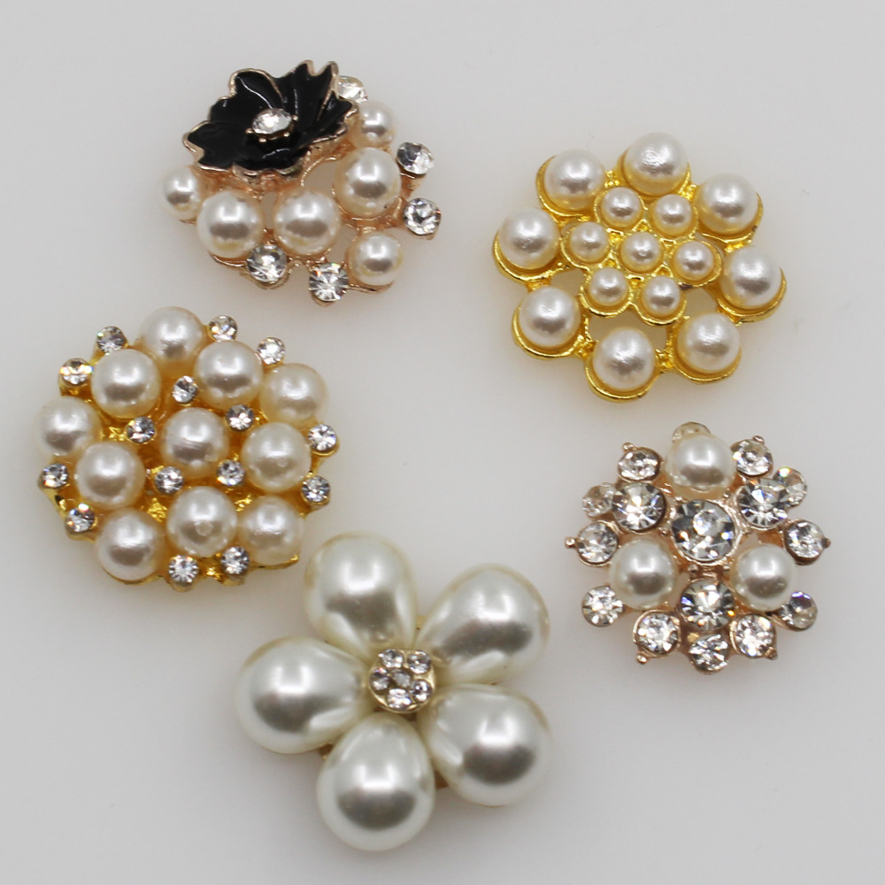 10pc gemengde maten strass parelknopen bruiloft decoratie diy flatback gouden kleding scrapbooking knutselen accessoires