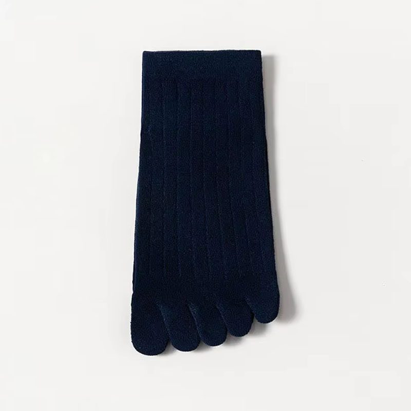 Calcetines hasta la rodilla a la con cinco dedos para hombre, calcetines a rayas de Color sólido hasta la pantorrilla, calcetines con punta abierta y absorción del sudor para primavera y verano, 5 dedos: Rojo claro