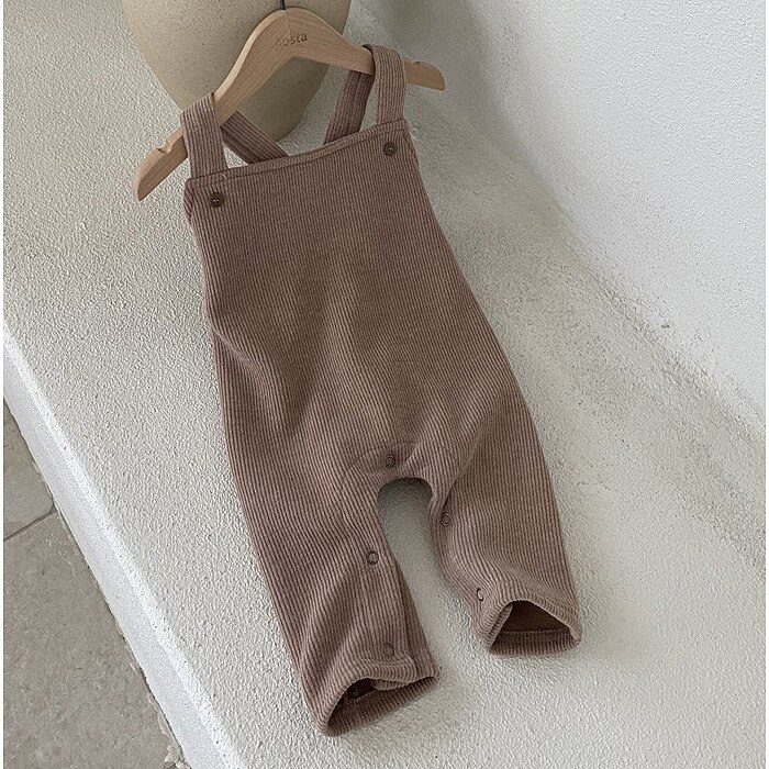 Autumn Newborn Baby Boy Girl Solid Romper Sleeveless Cotton Cute Jumpsuit Overalls Outfit Clothes 0-24M