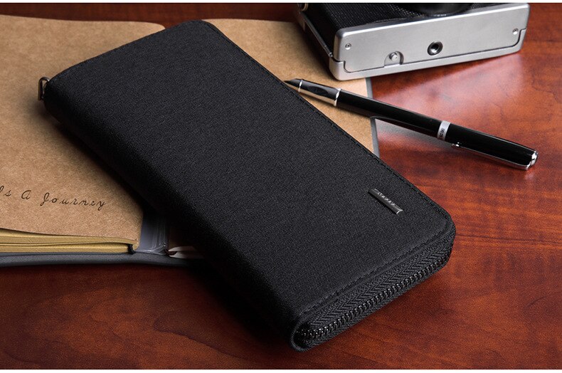 Xiaomi Fashionable men and women Clutch bag student long wallet casual oxford Simple college wallet: black