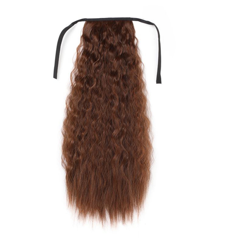 WIGSIN 22Inch/32Inch Syntheic Afro Kinky Curly Drawstring Ponytail Hair Extensions Natural Black Brown Hairpiece for Women: 2M30 / 32Inch