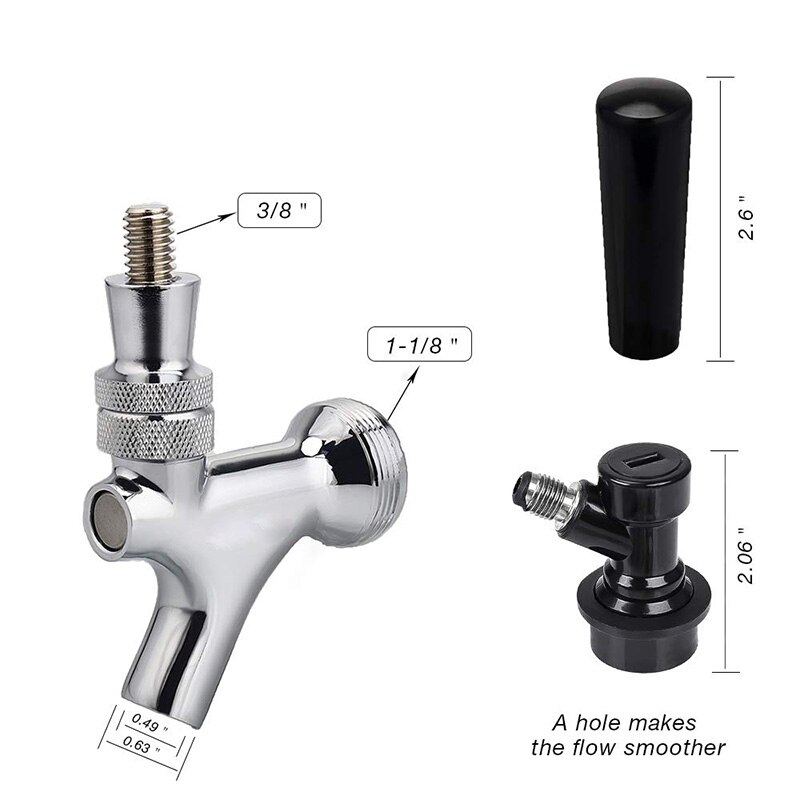 Beer Tap Faucet With Ball Lock Liquid Quick Disconnect Chrome Plating Faucet Beer Keg Tap For HomeBrew Beer Soda Dispenser Tools
