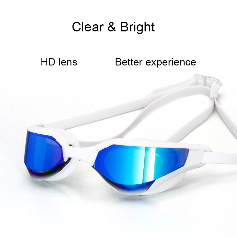 Swim Goggles with Case and Replacement Nose Bridge Anti-Fog UV Water Glasses Silicon Swimming Glasses for Men Women