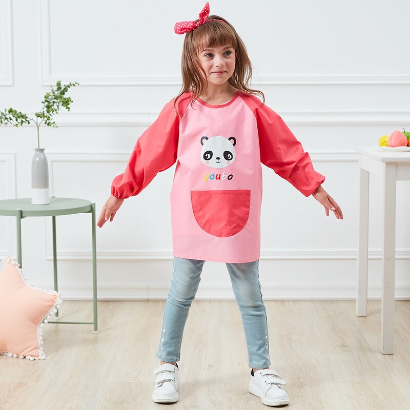 Chico Delantales para pintar niños dibujo delantal de manga larga chico s Baberos bonitos dibujos animados babero para bebé impermeable infantil comer alimentación de bebé babero: Pink / L for 9-12 year