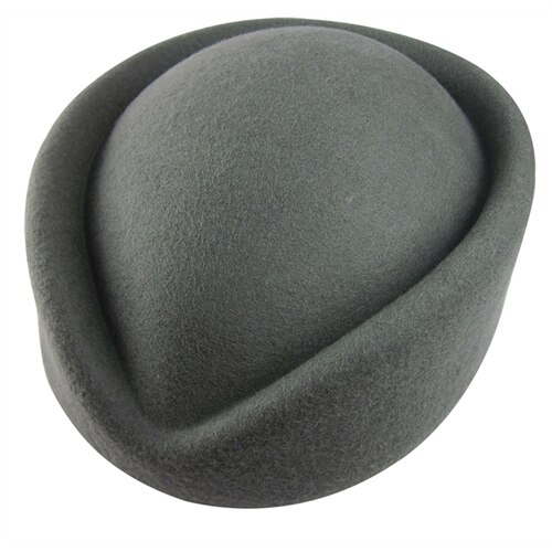 Pastillero de lana para mujer, sombrero fascinador, sombrero de azafata, sombrero de etiqueta, Gorra de fieltro lisa, boina para mujer, sombrero Formal para mujer A040: Gray