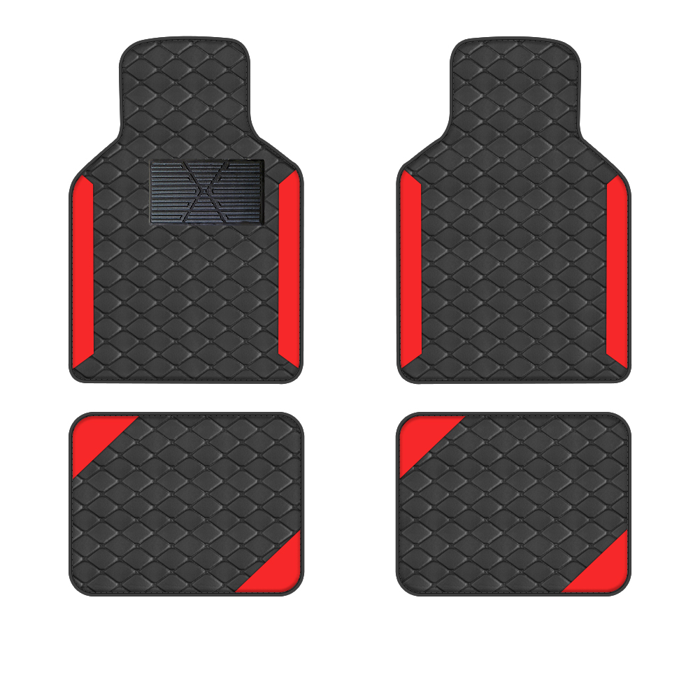 4 stücke Luxus Teppich Boden Matte Set Für Linkslenker Universal Auto Matte Schutz Pad Pu Leder Für Tragen-beständig Nicht Slip: Rot
