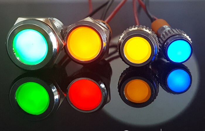 12V 24V 12mm Metal LED Signal Indicator Light Lamp Red Green Blue Yellow White 10pcs